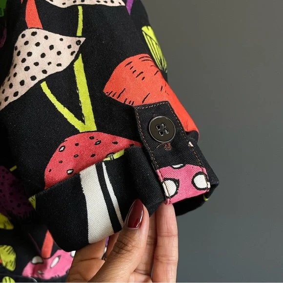 Farm Rio Mushroom Print Jumpsuit Avant Garde Artsy Eclectic Maximalist Boho - Picture 4 of 13